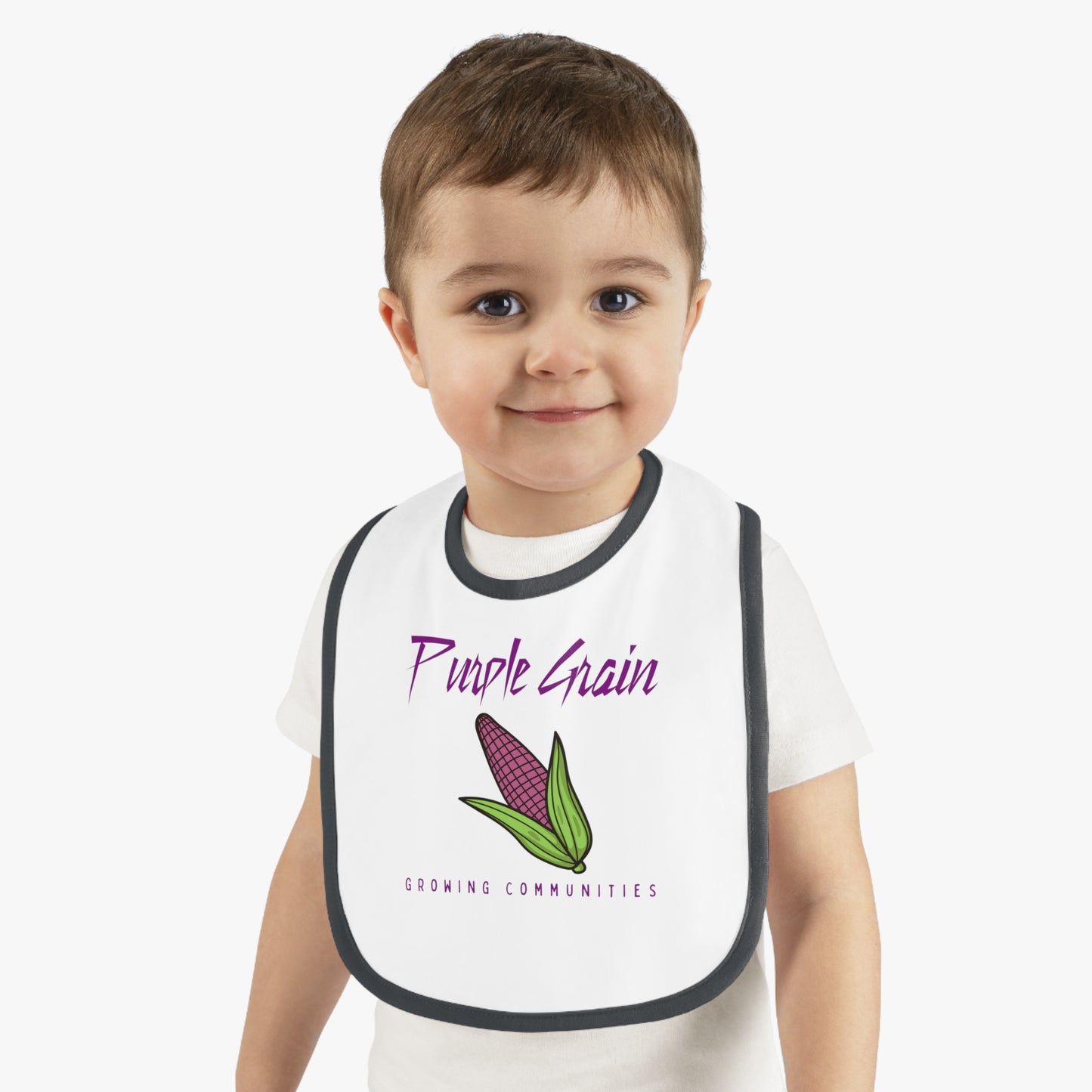 Purple Grain Baby Contrast Trim Jersey Bib