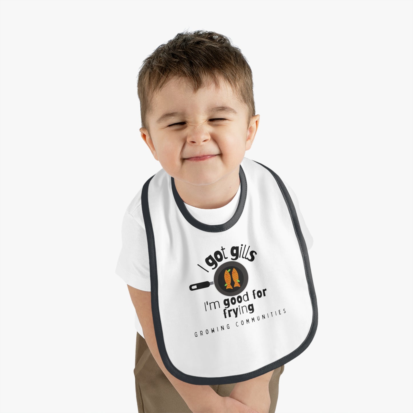 I got gills (fish) Baby Contrast Trim Jersey Bib