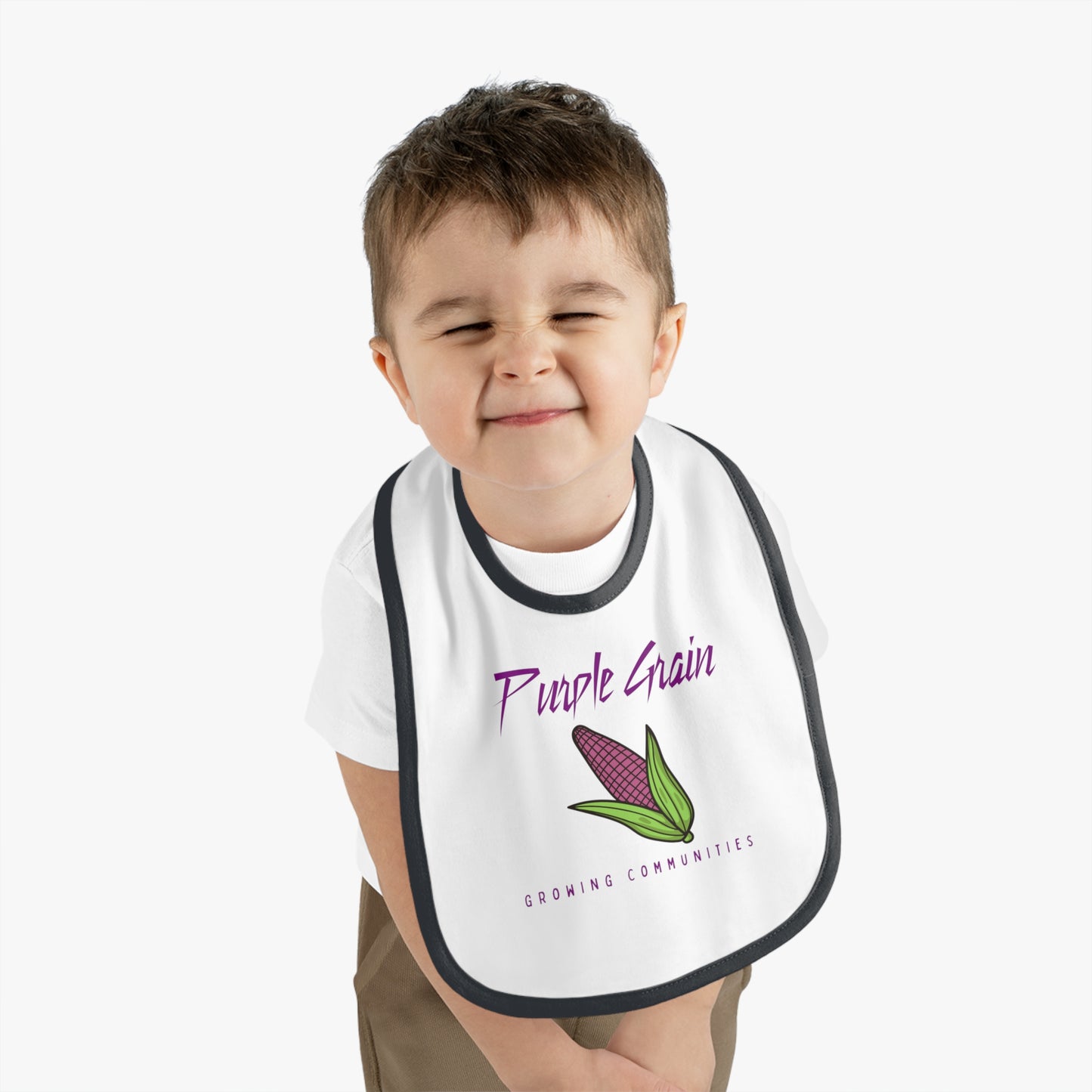 Purple Grain Baby Contrast Trim Jersey Bib