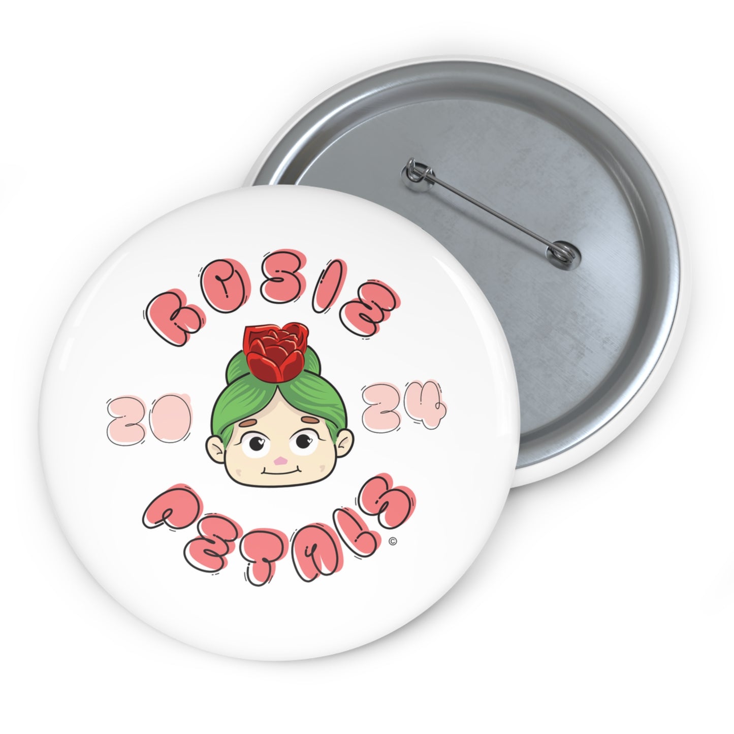 Rosie Petals Custom Pin Buttons