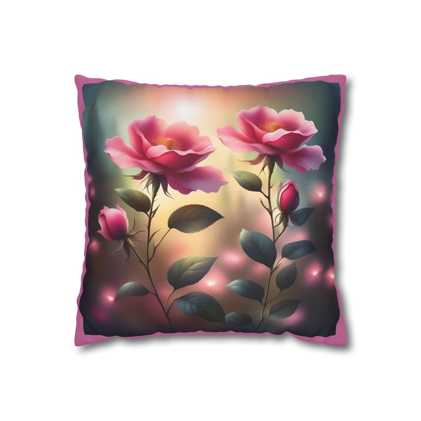 Rosie Petals Beautiful Roses Spun Polyester Square Pillowcase