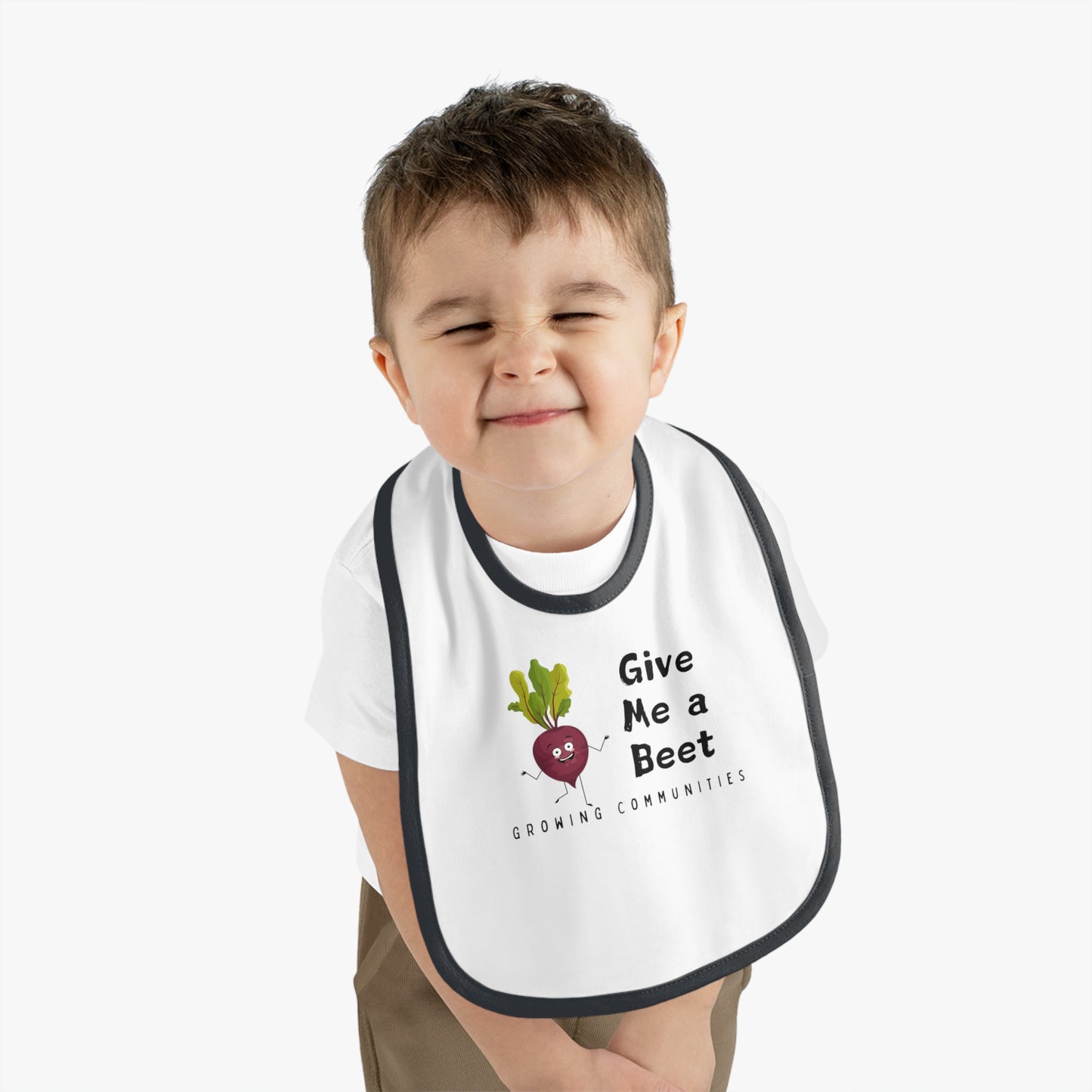 Give me a Beet Baby Contrast Trim Jersey Bib