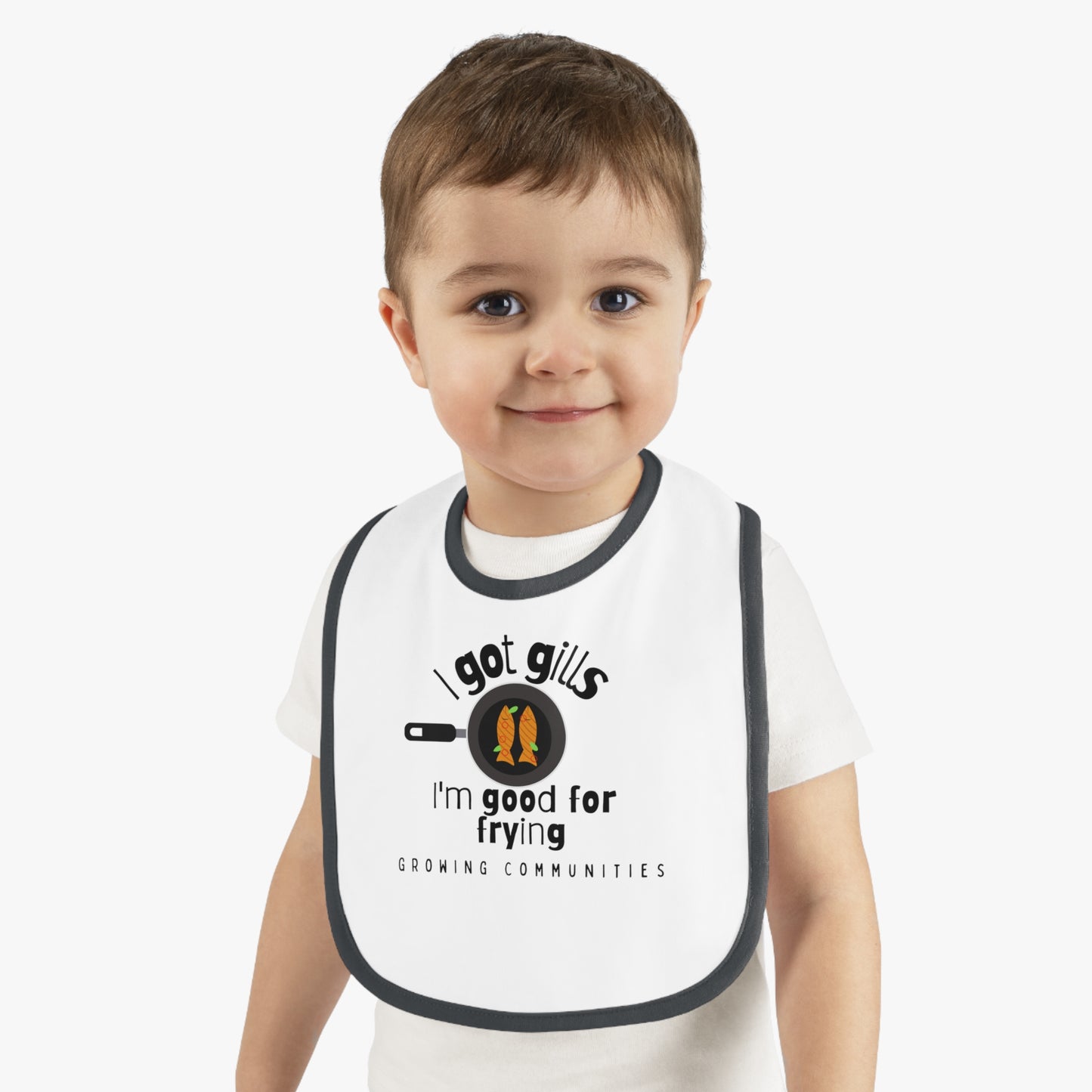 I got gills (fish) Baby Contrast Trim Jersey Bib