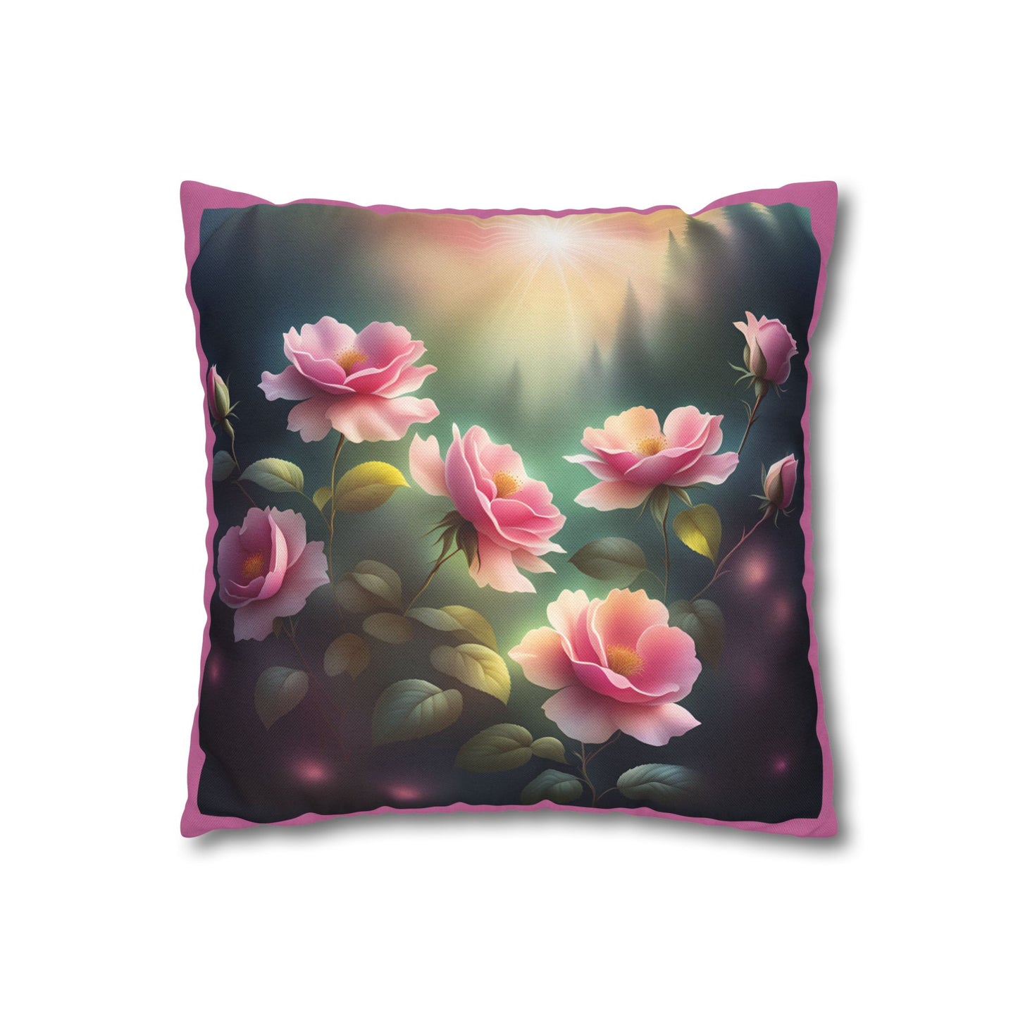 Rosie Petals Beautiful Roses Spun Polyester Square Pillowcase